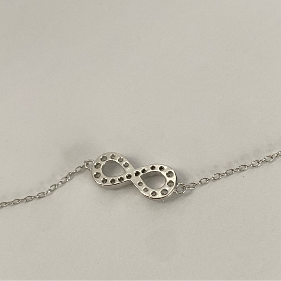 PAJ Signed 925 Silver Dainty Bracelet Clear CZ Infinity Loop Love  7.5 Inch - Picture 5 of 8